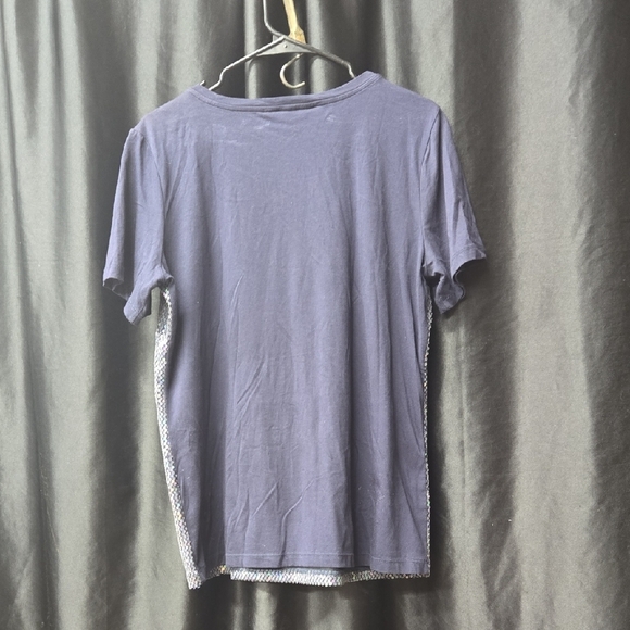 Christopher & Banks Glittering Blue Short Sleeve Top - Picture 4 of 7